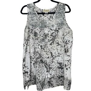 Sleeveless lace detail shift blouse Size XL